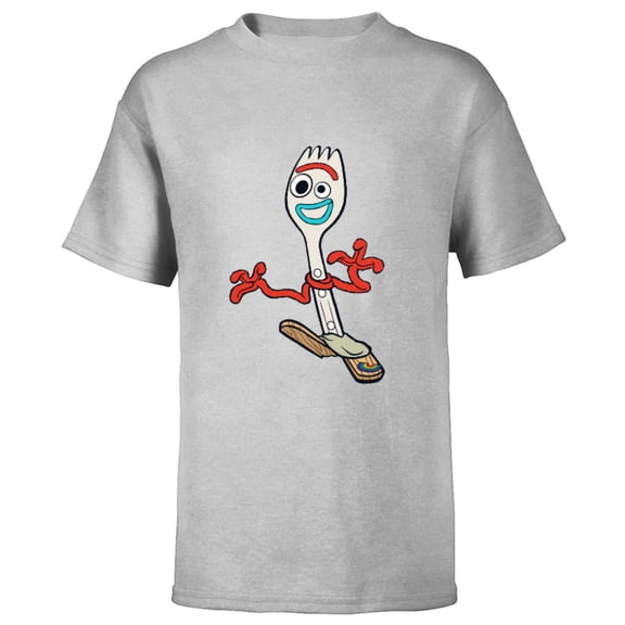 Disney Pixar Toy Story 4 Forky Running T-Shirt - Short Sleeve T-Shirt for Kids - Customized-Athletic Heather