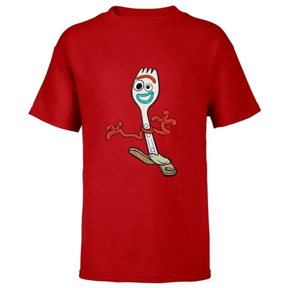 Disney Pixar Toy Story 4 Forky Running T-Shirt - Short Sleeve T-Shirt for Kids - Customized-Red