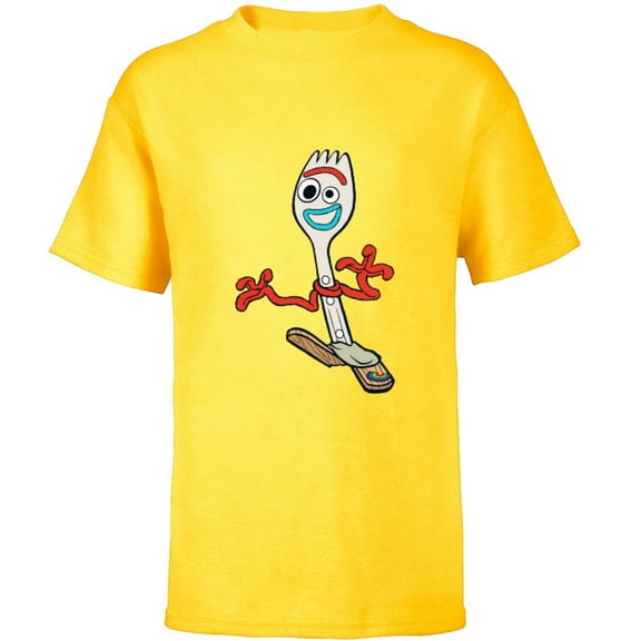 Disney Pixar Toy Story 4 Forky Running T-Shirt - Short Sleeve T-Shirt for Kids - Customized-Yellow
