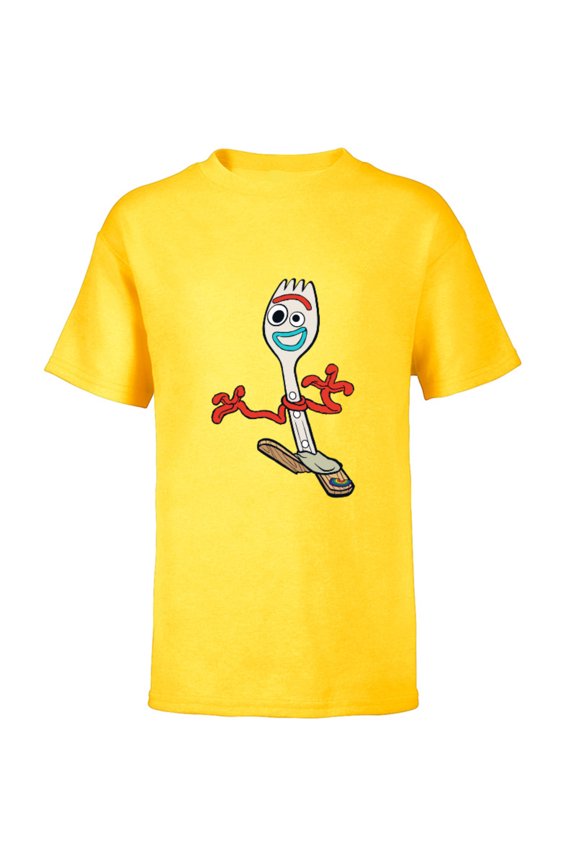 Disney Pixar Toy Story 4 Forky Running T-Shirt - Short Sleeve T-Shirt for Kids - Customized-Yellow