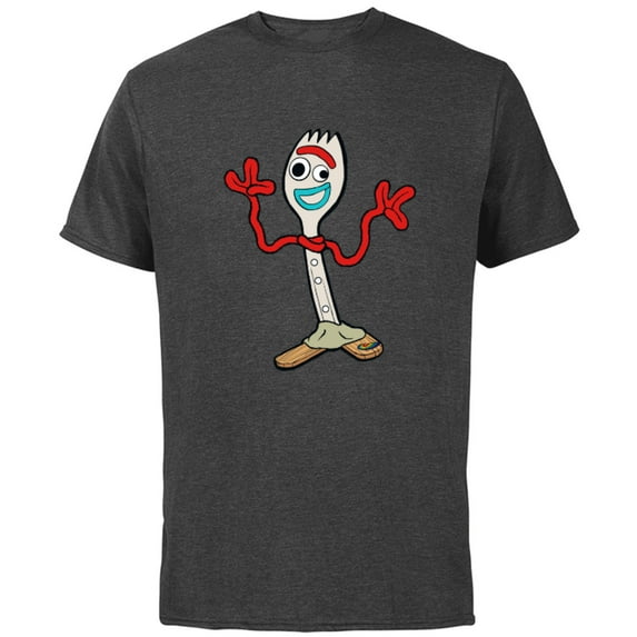 Disney Pixar Toy Story 4 Forky T-Shirt - Short Sleeve Cotton T-Shirt for Adults - Customized-Charcoal