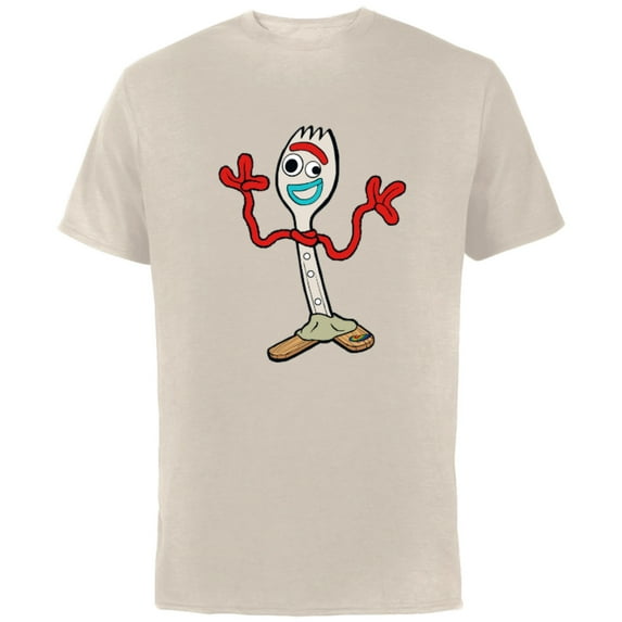 Disney Pixar Toy Story 4 Forky T-Shirt - Short Sleeve Cotton T-Shirt for Adults - Customized-Natural