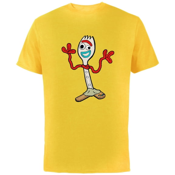 Disney Pixar Toy Story 4 Forky T-Shirt - Short Sleeve Cotton T-Shirt for Adults - Customized-Yellow