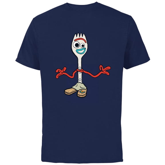 Disney Pixar Toy Story 4 Forky's Here T-Shirt - Short Sleeve Cotton T-Shirt for Adults - Customized-Navy