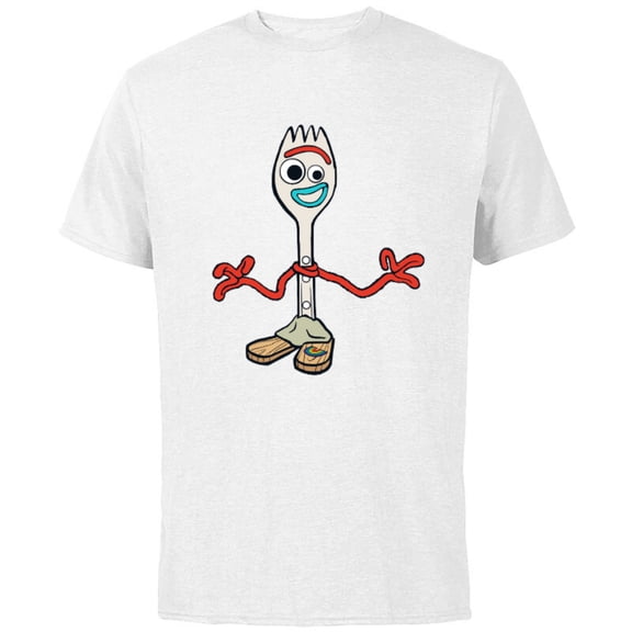 Disney Pixar Toy Story 4 Forky's Here T-Shirt - Short Sleeve Cotton T-Shirt for Adults - Customized-White
