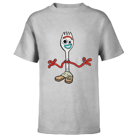Disney Pixar Toy Story 4 Forky's Here T-Shirt - Short Sleeve T-Shirt for Kids - Customized-Athletic Heather