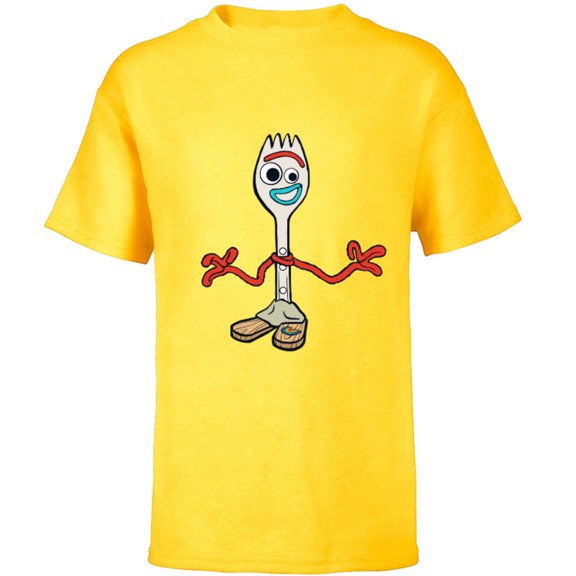 Disney Pixar Toy Story 4 Forky's Here T-Shirt - Short Sleeve T-Shirt for Kids - Customized-Yellow