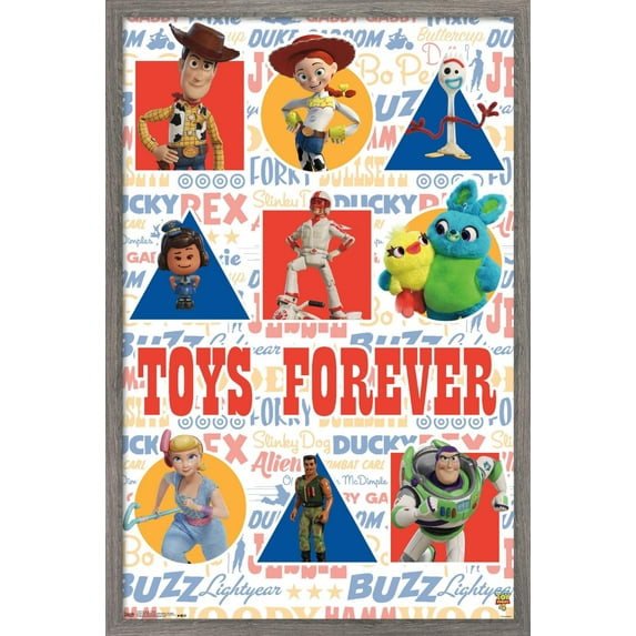 Disney Pixar Toy Story 4 - Grid Wall Poster, 22.375" x 34", Framed