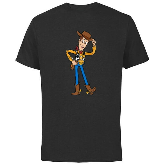Disney Pixar Toy Story 4 Hello Woody Cowboy T-Shirt - Short Sleeve Cotton T-Shirt for Adults - Customized-Black