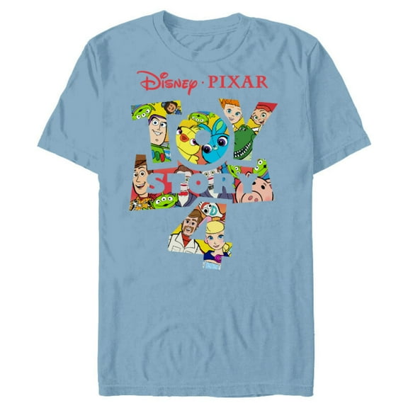 Disney Pixar Toy Story 4 Logo and Characters T-Shirt- Short Sleeve Blended T-Shirt for Adults - Customized-Ocean Blue