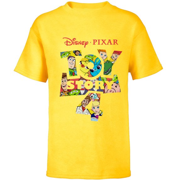 Disney Pixar Toy Story 4 Logo and Characters T-Shirt - Short Sleeve T-Shirt for Kids - Customized-Yellow