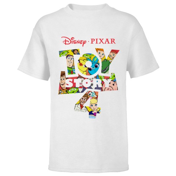 Disney Pixar Toy Story 4 Logo and Characters T-Shirt - Short Sleeve T-Shirt for Kids - Customized-White