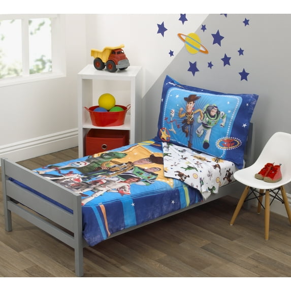 Disney Pixar Toy Story 4-Piece Toddler Bedding Sets, Blue, Woody, Buzz