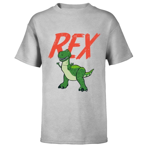 Disney Pixar Toy Story 4 Rex Dinosaur T-Shirt - Short Sleeve T-Shirt for Kids - Customized-Athletic Heather
