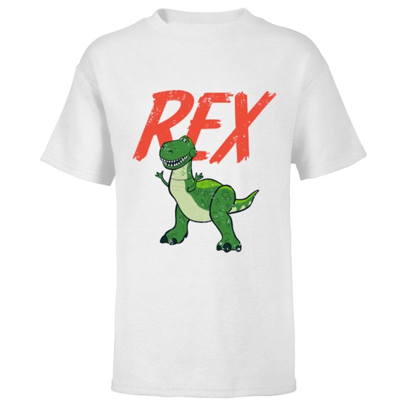 Disney Pixar Toy Story 4 Rex Dinosaur T-Shirt - Short Sleeve T-Shirt for Kids - Customized-White