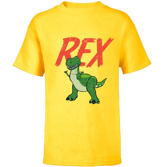 Disney Pixar Toy Story 4 Rex Dinosaur T-Shirt - Short Sleeve T-Shirt for Kids - Customized-Yellow