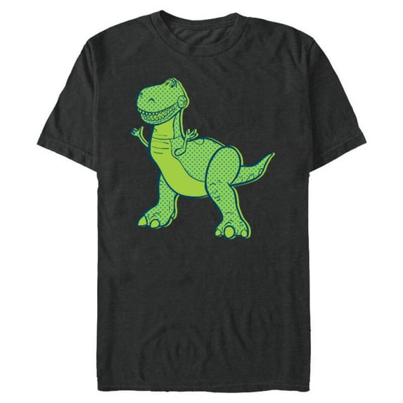Disney Pixar Toy Story 4 Rex Halftone T-Shirt- Short Sleeve Blended T-Shirt for Adults - Customized-Dark Heather