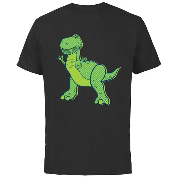 Disney Pixar Toy Story 4 Rex Halftone T-Shirt - Short Sleeve Cotton T-Shirt for Adults - Customized-Black
