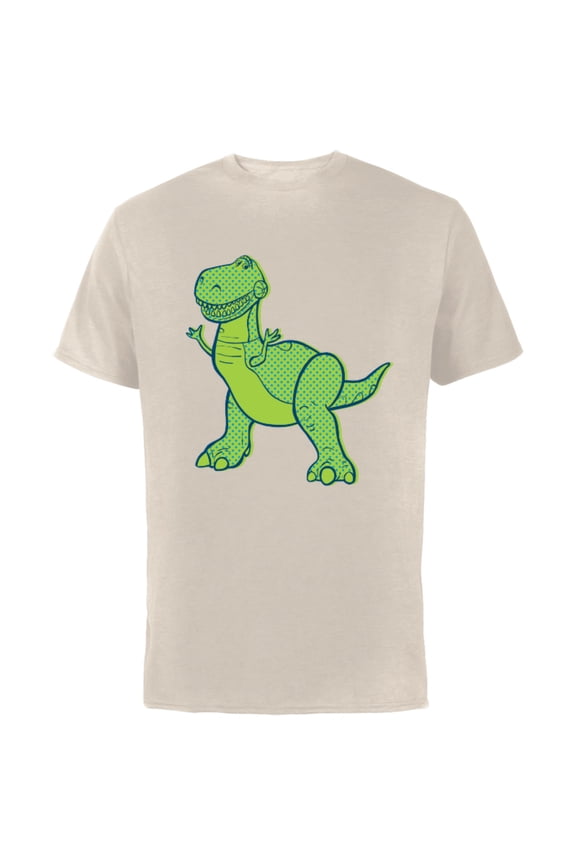 Disney Pixar Toy Story 4 Rex Halftone T-Shirt - Short Sleeve Cotton T-Shirt for Adults - Customized-Natural