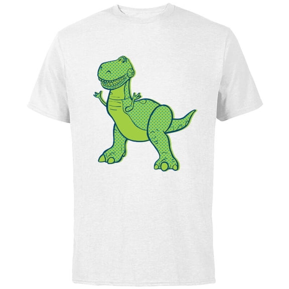 Disney Pixar Toy Story 4 Rex Halftone T-Shirt - Short Sleeve Cotton T-Shirt for Adults - Customized-White