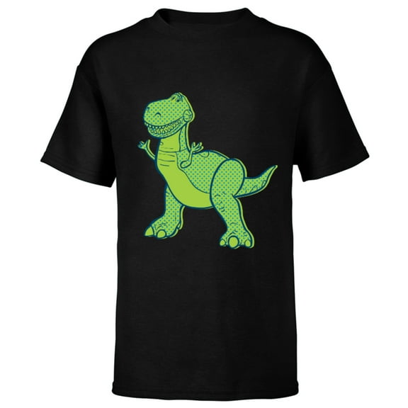 Disney Pixar Toy Story 4 Rex Halftone T-Shirt - Short Sleeve T-Shirt for Kids - Customized-Black