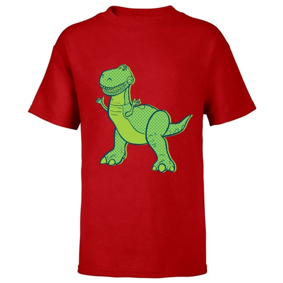 Disney Pixar Toy Story 4 Rex Halftone T-Shirt - Short Sleeve T-Shirt for Kids - Customized-Red