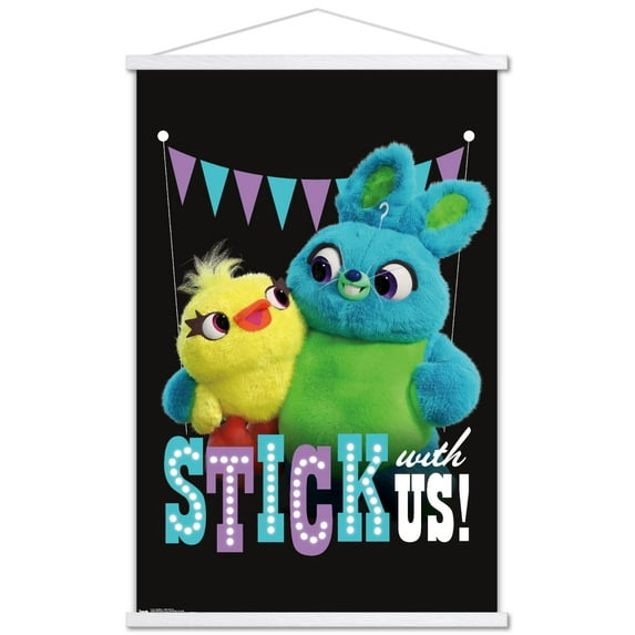 Disney Pixar Toy Story 4 - Stick With Us Wall Poster with Wooden Magnetic Frame, 22.375" x 34"
