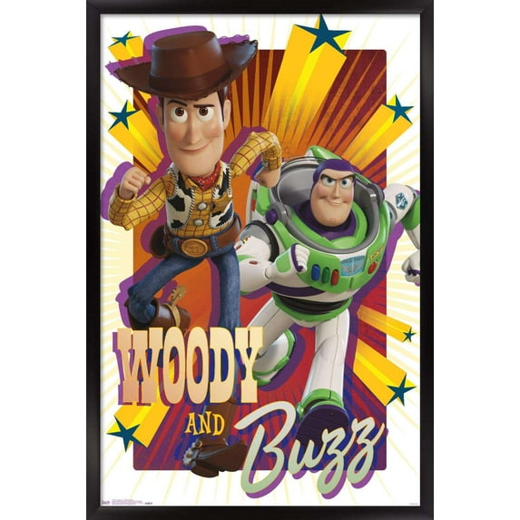 Disney Pixar Toy Story 4 - Woody And Buzz Wall Poster, 14.725" x 22.375", Framed