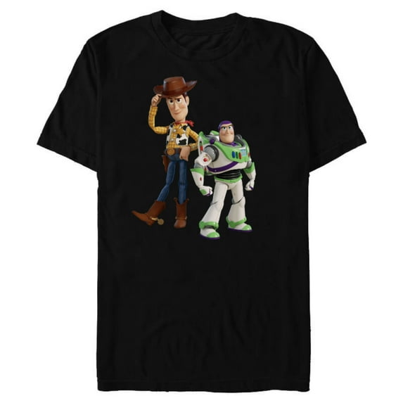 Disney Pixar Toy Story 4 Woody and Buzz Lightyear T-Shirt- Short Sleeve Blended T-Shirt for Adults - Customized-Black Snow Heather
