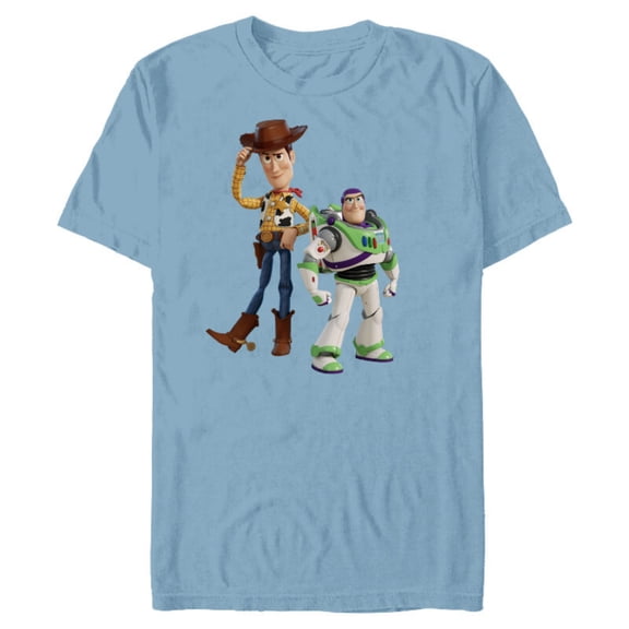 Disney Pixar Toy Story 4 Woody and Buzz Lightyear T-Shirt- Short Sleeve Blended T-Shirt for Adults - Customized-Celadon Snow Heather