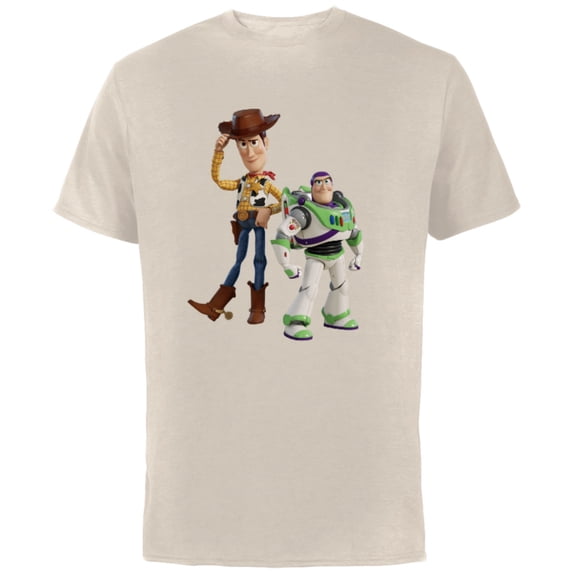 Disney Pixar Toy Story 4 Woody and Buzz Lightyear T-Shirt - Short Sleeve Cotton T-Shirt for Adults - Customized-Putty