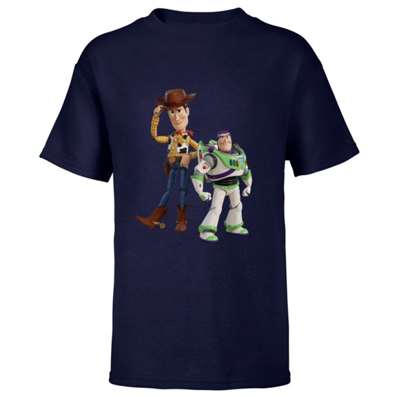 Disney Pixar Toy Story 4 Woody and Buzz Lightyear T-Shirt - Short Sleeve T-Shirt for Kids - Customized-Athletic Navy