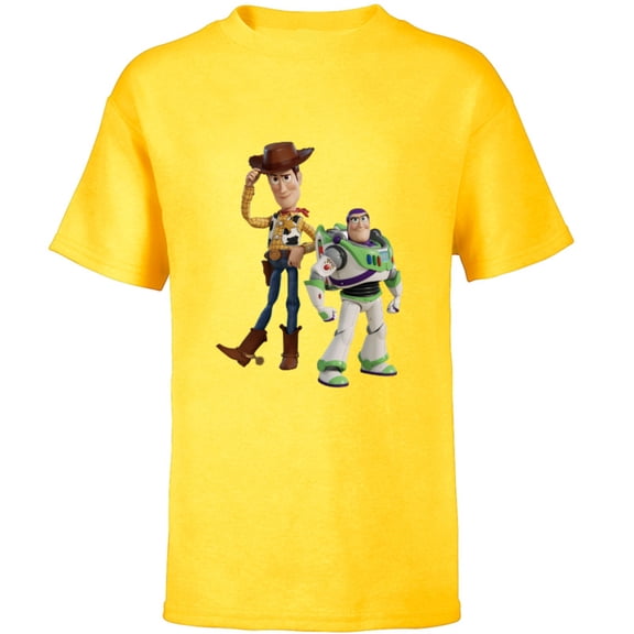 Disney Pixar Toy Story 4 Woody and Buzz Lightyear T-Shirt - Short Sleeve T-Shirt for Kids - Customized-Sunflower