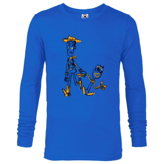 Disney Pixar Toy Story 4 Woody and Forky Sketch T-Shirt - Long Sleeve T-Shirt for Men - Customized-Royal