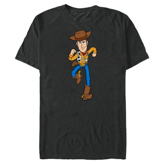 Disney Pixar Toy Story 4 Woody on the Run T-Shirt- Short Sleeve Blended T-Shirt for Adults - Customized-Graphite Snow Heather