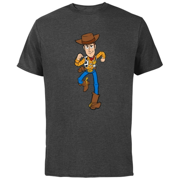 Disney Pixar Toy Story 4 Woody on the Run T-Shirt - Short Sleeve Cotton T-Shirt for Adults - Customized-Charcoal Heather