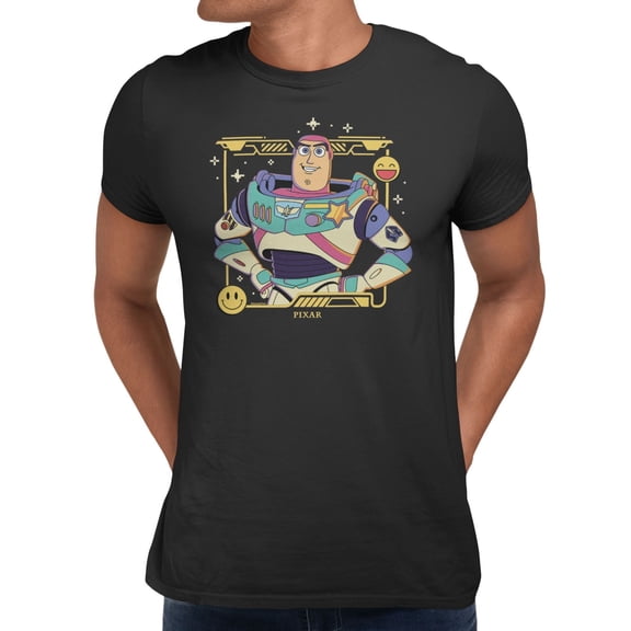 Disney Pixar Toy Story 5 Buzz Emoji Ranger Men's T Shirt (Black, S-XXXL)