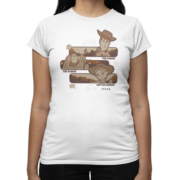Disney Pixar Toy Story 5 Cowboy Ranger Sheriff Woody Buzz Jessie Women's T Shirt (White, S-XXL)