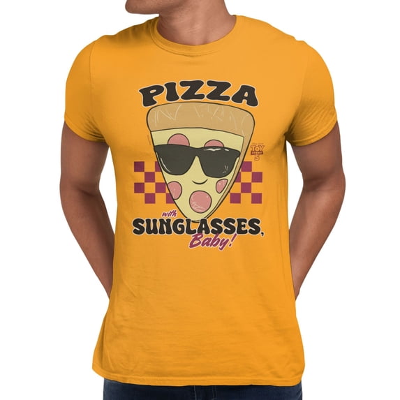 Disney Pixar Toy Story 5 Men's Pizza With Sunglasses Baby Checker Stripe (Gold, S-XXXL)