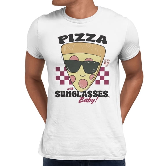 Disney Pixar Toy Story 5 Men's Pizza With Sunglasses Baby Checker Stripe (White, S-XXXL)