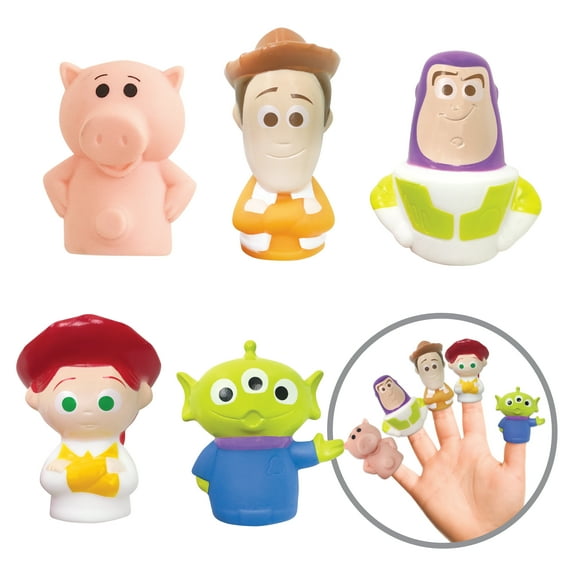 Toy Story Bath Finger Puppets, 5-Piece Squeezy Water Play Set for Toddlers