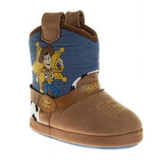 DISNEY Pixar Toy Story Boys' Dual Sizes Slippers. (Toddler/Little Kids)Tan/Blue, Size: 506