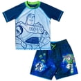 thumbnail image 1 of Disney Toy Story Little Boys' Swimwear 2-Piece Rash Guard and Swim Trunks Set Buzz Aliens Blue, 1 of 6