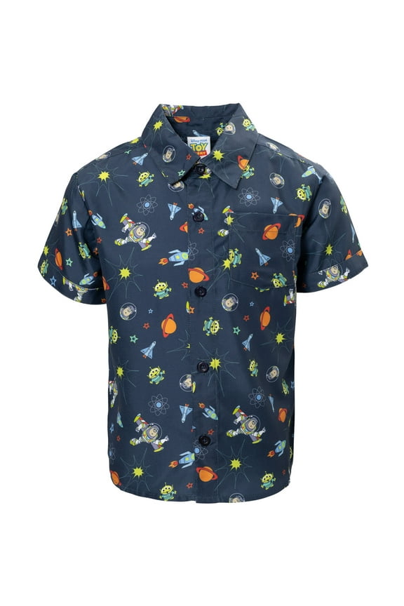 Pixar Toy Story Buzz Lightyear Little Boys Button Down Shirt Toddler to Big Kid