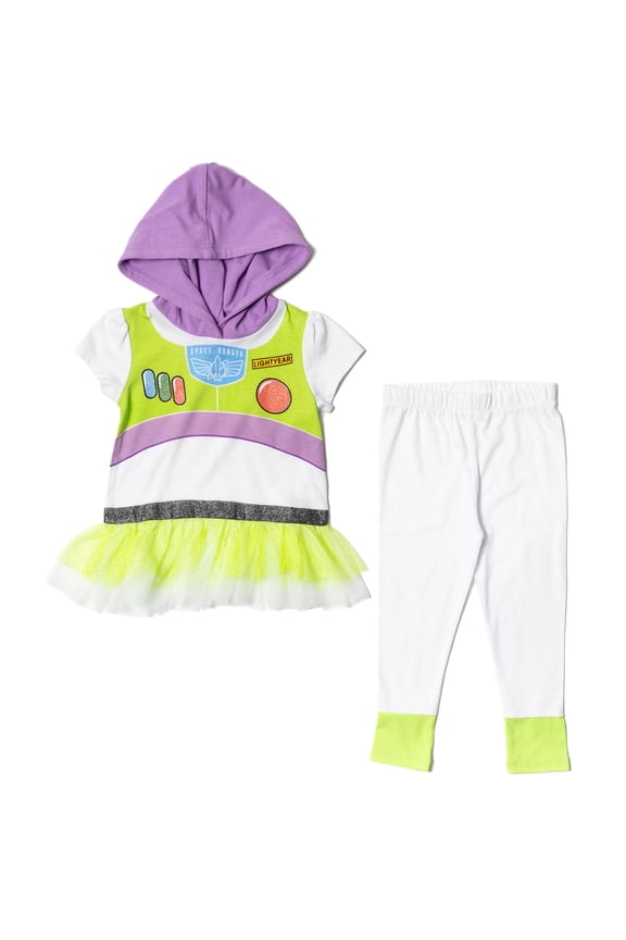 Pixar Toy Story Buzz Lightyear Little Girls Cosplay T-Shirt Dress and Leggings Infant to Little Kid