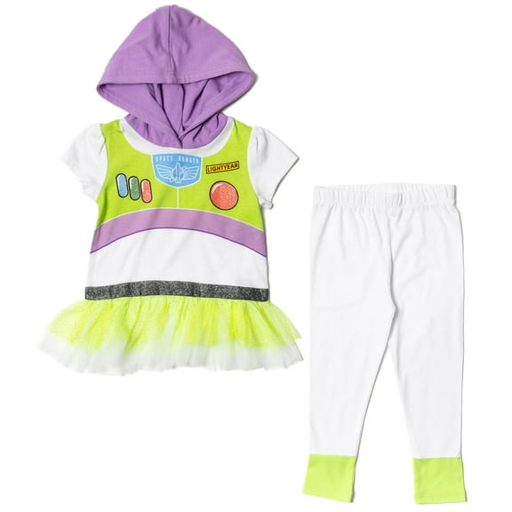 Disney Pixar Toy Story Buzz Lightyear Little Girls Cosplay T-Shirt Dress and Leggings Infant to Little Kid