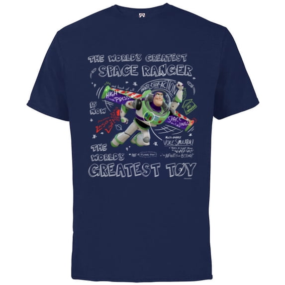 Disney Pixar Toy Story Buzz Lightyear The World’s Greatest - Short Sleeve Cotton T-Shirt for Adults - Customized-Athletic Navy