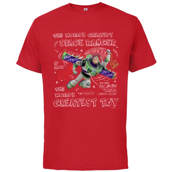 Disney Pixar Toy Story Buzz Lightyear The World’s Greatest - Short Sleeve Cotton T-Shirt for Adults - Customized-Red