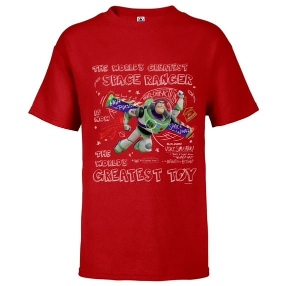 Disney Pixar Toy Story Buzz Lightyear The World’s Greatest - Short Sleeve T-Shirt for Kids - Customized-Red