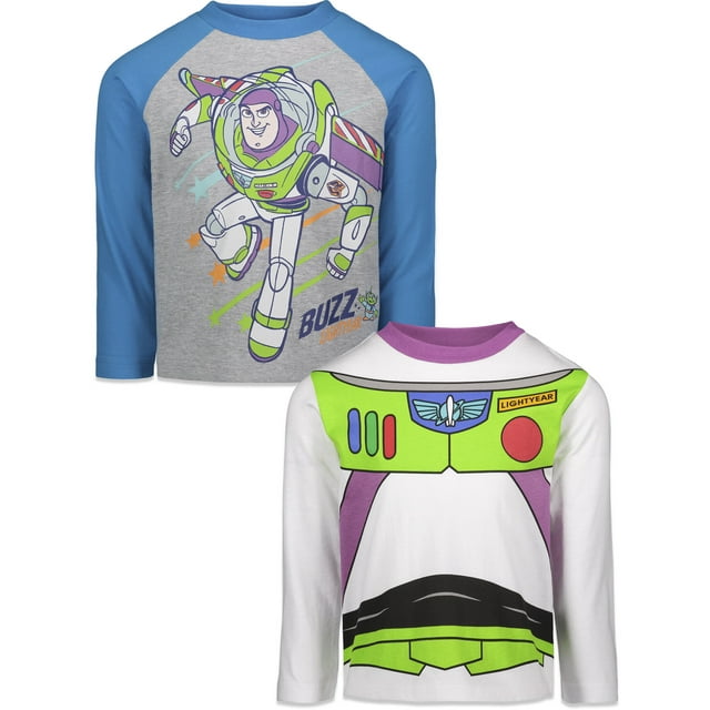 Disney Pixar Toy Story Buzz Lightyear Toddler Boys 2 Pack Long Sleeve T-Shirts Toddler to Big ...
